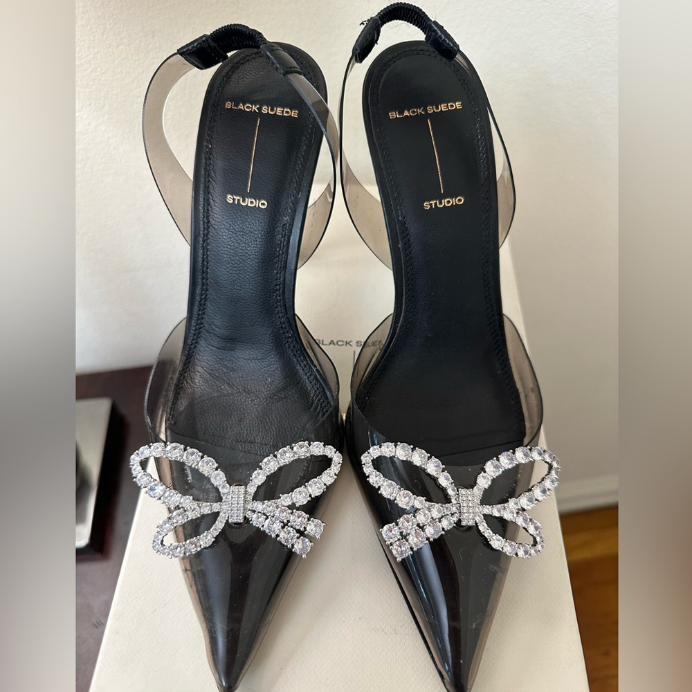 Black suede studio sling back heel size 38.5
